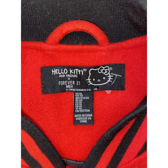 Hello Kitty Sanrio Forever 21 Men's Black Red Letterman Varsity Jacket X-Large - Picture 4 of 14